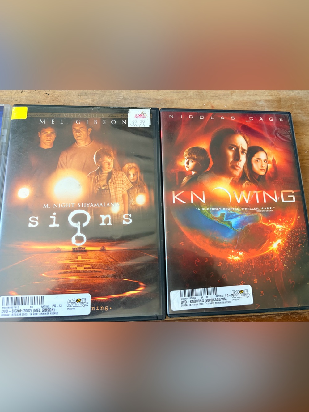 Signs + Knowing DVD Lot of 2 Sci-Fi Thriller Mel Gibson Nicolas Cage